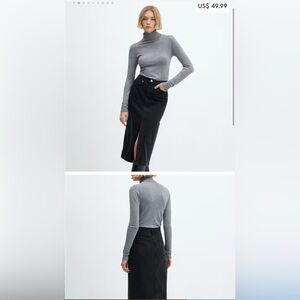 Worn once mango black jean midi skirt